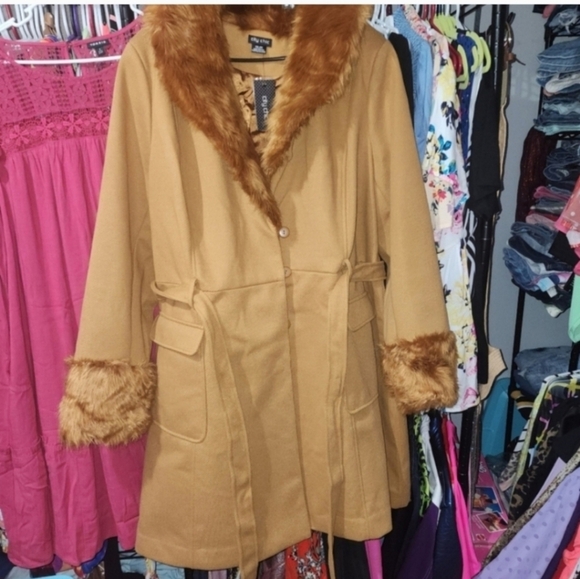 🍁🍂NWT CITY CHIC Make Me Blush Coat - caramel 24 - Picture 4 of 9